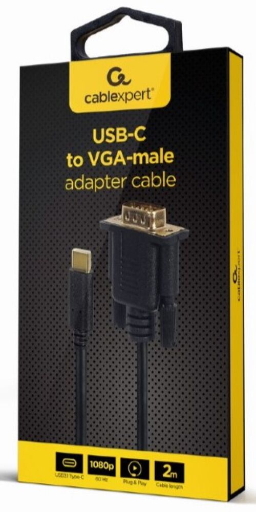 A-CM-VGAM-01 GEMBIRD USB-C TO VGA-M ADAPTER, 2 M, BLACK, BLISTER