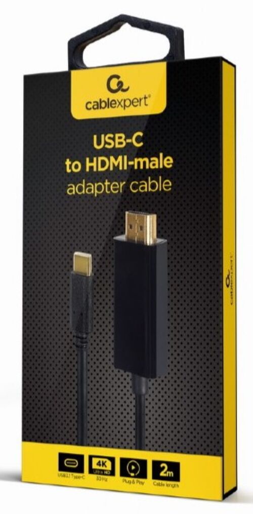 A-CM-HDMIM-01 GEMBIRD USB-C MALE TO HDMI-MALE ADAPTER, 4K 30HZ, 2 M, BLACK