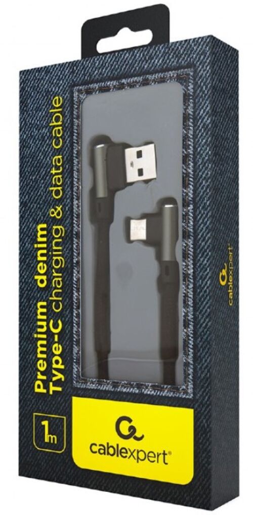 CC-USB2J-AMLCML-1M GEMBIRD PREMIUM JEANS (DENIM) TYPE-C USB KABL SA METALNI POD UGLOM KON. 1M, BLACK