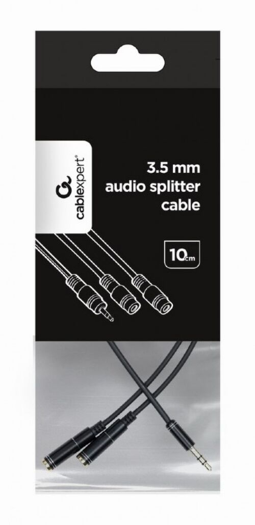 CCA-415-0.1M GEMBIRD 3.5MM STEREO PLUG TO 2X3.5MM STEREO SOCKET 10CM AUDIO SPLITTER KABL