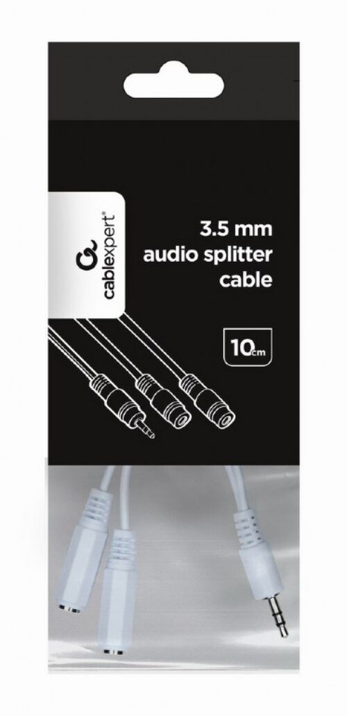 CCA-415W GEMBIRD 3.5MM STEREO PLUG TO 2X3.5MM STEREO SOCKET 10CM AUDIO SPLITTER KABL