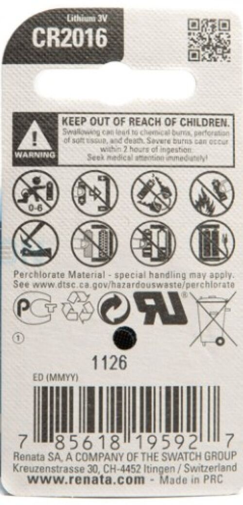 RENATA BATERIJA CR 2016 3V LITIJUM BATERIJA DUGME, PAKOVANJE 1KOM