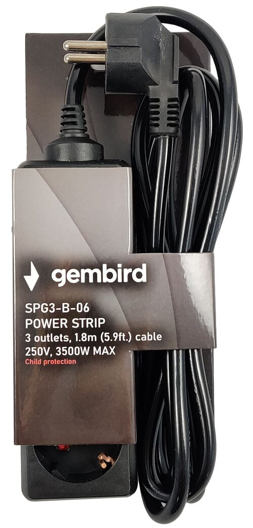 SPG3-B-6 (3G1.5) * GEMBIRD PRODUZNI KABL 3 UTICNICE (3X1.5MM, 16A, 3500W) BEZ PREKIDACA 1.8M (345)