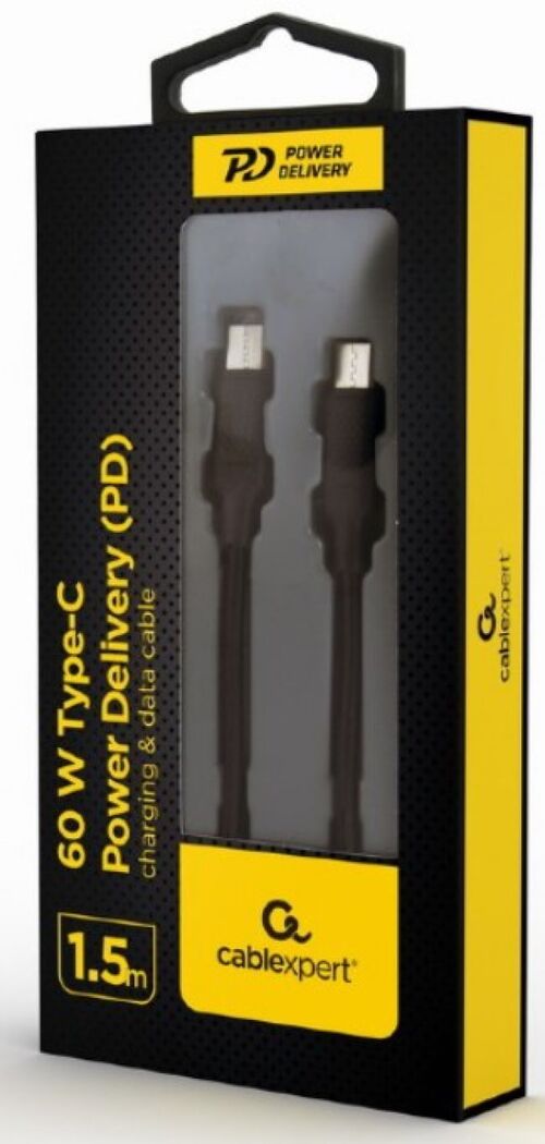 CC-USB2-CMCM60-1.5M GEMBIRD 60W TYPE-C POWER DELIVERY (PD) CHARGING & DATA CABLE, 1.5M