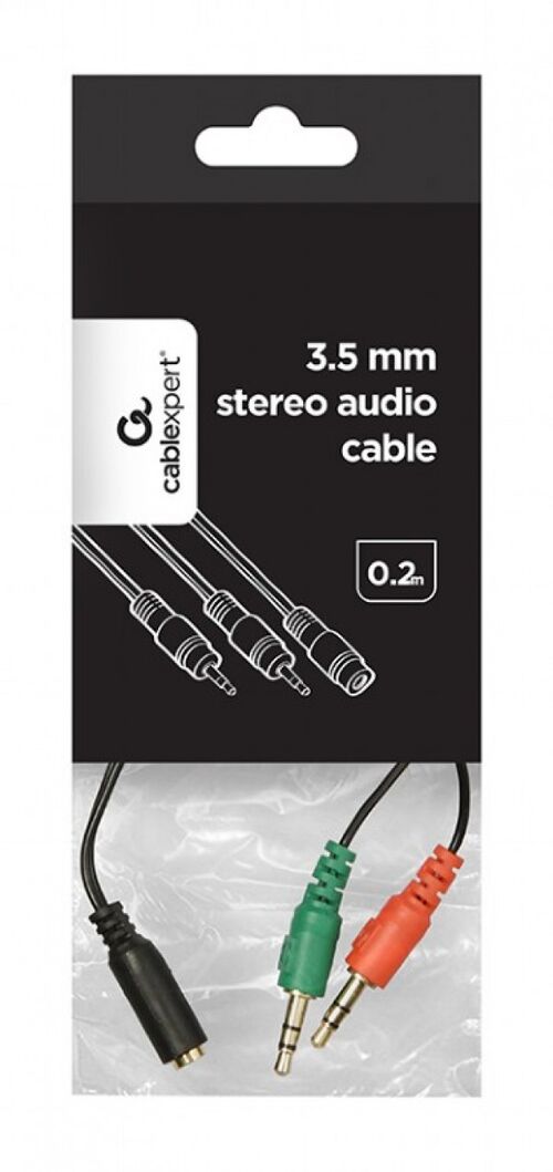 CCA-418 GEMBIRD 3.5MM HEADPHONE MIC AUDIO Y SPLITTER CABLE FEMALE TO 2X3.5MM MALE ADAPTER