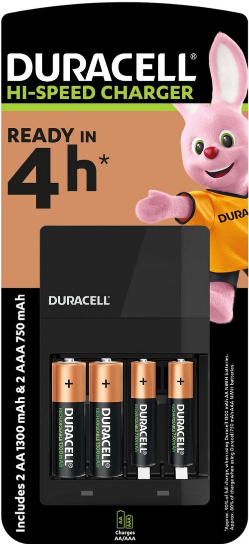 DURACELL CEF14 PUNJAC + PUNJIVE BATERIJE 2XAA NIMH 1300MAH+ 2XAAA 750MAH( HI SPEED 4H, AUTO-OFF)