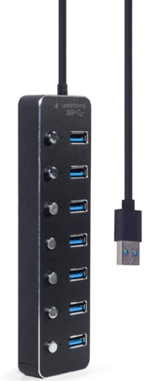 UHB-U3P7P-01 GEMBIRD 7-PORT USB 3.1 (GEN 1) HUB WITH SWITCHES, BLACK