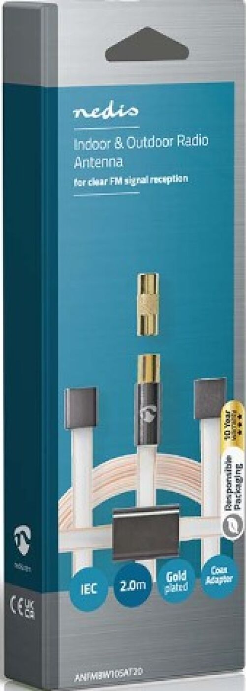 ANFMBW105AT20 FM ANTENA IEC KOAKSIJALNI MU&#353;KI, GOLD PLATED, 50OHM, UNSHIELDED, 2M, PVC