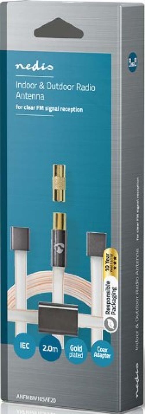 ANFMBW105AT20 FM ANTENA IEC KOAKSIJALNI MU&#353;KI, GOLD PLATED, 50OHM, UNSHIELDED, 2M, PVC