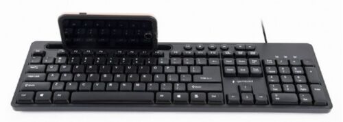 KB-UM-108 GEMBIRD MULTIMEDIJALNA TASTATURA US LAYOUT BLACK USB SA DRZACEM ZA TELEFON A