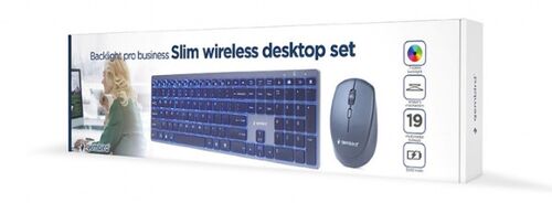 KBS-ECLIPSE-M500 GEMBIRD BACKLIGHT PRO BUSINESS SLIM WIRELESS DESKTOP SET, US LAYOUT, BLACK