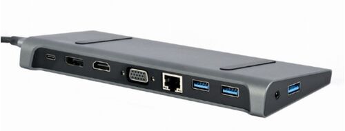 A-CM-COMBO9-02 GEMBIRD USB TYPE-C 9-U-1 ADAPTER HUB3.0 + HDMI + DISPLAYPORT + VGA + PD + LAN A