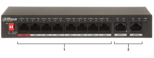 DAHUA POE SWITCH PFS3010-8ET-96 10/100 RJ45 PORTS, POE 8 KANALA, UPLINK 2XGBIT