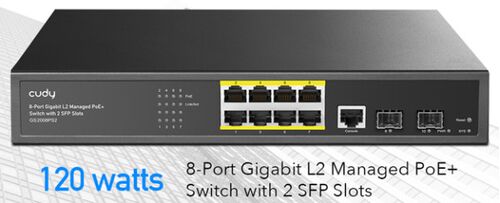 CUDY GS2008S2 8-PORT LAYER 2 MANAGED GIGABIT SWITCH WITH 2 GIGABIT SFP SLOTS