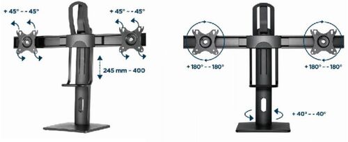 MS-D2-01 GEMBIRD PODESIVI STONI DRZAC ZA DVA MONITOR, TILT, 17-27 MAX.2X6KG