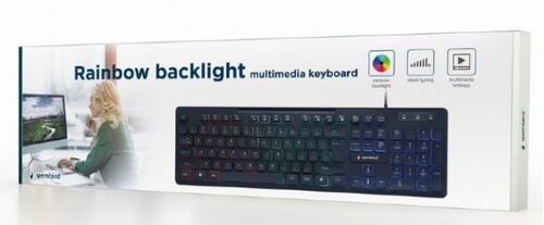 KB-UML-02 GEMBIRD RAINBOW MULTIMEDIJALNA TASTATURA SA POZADINSKIM OSVETLJENJEM, US LAYOUT USB