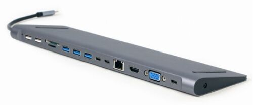 A-CM-COMBO9-01 GEMBIRD USB TYPE-C 9-IN-1 MULTI-PORT ADAPTER USB HUB+HDMI+VGA+PD+CARD READER+LAN+3.5M