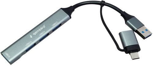 UHB-U3P4-06 ** GEMBIRD HUB TYPE-A+C TO 3*USB2.0 + 1*USB3.0 ALUMINUM (287)