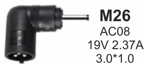 NPC-SA03 (M26) GEMBIRD KONEKTOR ZA PUNJAC 65W-19V-2.37A, 3.0X1.1MM (AC08)