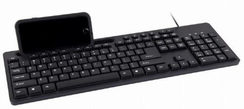 KB-UM-108 GEMBIRD MULTIMEDIJALNA TASTATURA US LAYOUT BLACK USB SA DRZACEM ZA TELEFON A