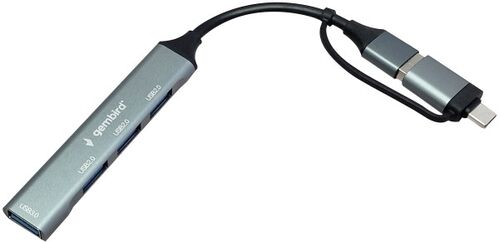 UHB-U3P4-06 ** GEMBIRD HUB TYPE-A+C TO 3*USB2.0 + 1*USB3.0 ALUMINUM (287)