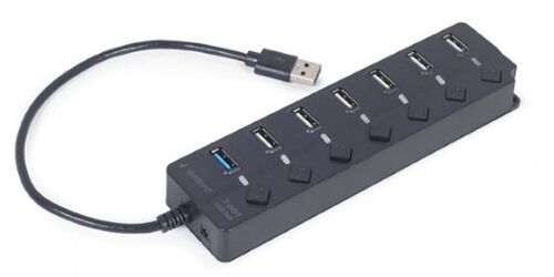 UHB-U3P1U2P6P-01 GEMBIRD 7-PORT USB HUB (1XUSB 3.1 + 6XUSB 2.0) WITH SWITCHES, BLACK