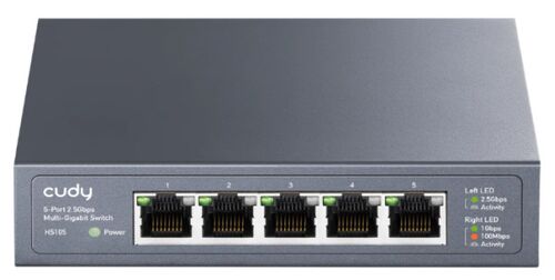 CUDY HS105 5-PORT 2.5G UNMANAGED METAL SWITCH ZA NAS ZAHTEVE KOJI ZAHTEVAJU INTENZIVNU PROPUSNOST