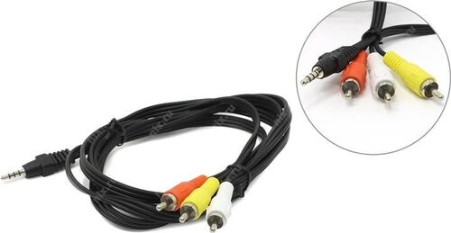 CCA-4P2R-2M GEMBIRD JACK AV 3.5MM 4-PIN, CABLE JACK AV 3.5MM MALE - 3X RCA MALE 2M BLACK