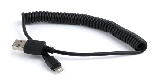 CC-LMAM-1.5M USB SYNC AND CHARGING SPIRAL CABLE FOR IPHONE, 1.5 M, BLACK