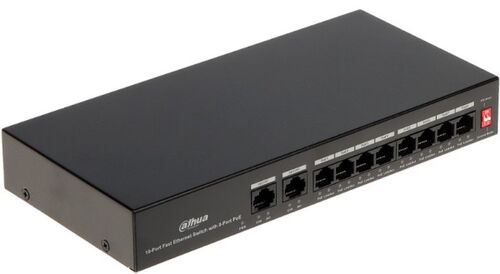 DAHUA POE SWITCH PFS3010-8ET-65 10/100 RJ45 PORTS, POE 8 KANALA, UPLINK 2XGBIT