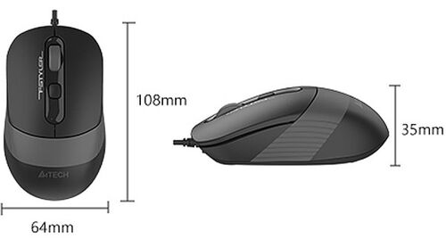 A4-FM10T A4TECH FSTYLER OPTICKI MIS 2.4GHZ, 125HZ/600-1600DPI, 108MM, SILENT, 4-BUT, USB-C/A, GREY