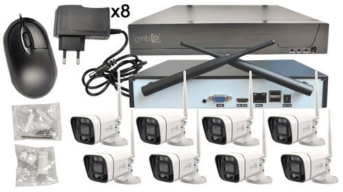 CAM-IP3MP-WIFIKITXM8 GMB KAMERA 3 MPIX SET WIFI 8 KAMERE FULL COLOR APP XMEYE SA MIKROFONOM