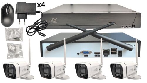 CAM-IP3MP-WIFIKITXM4 GMB KAMERA 3 MPIX SET WIFI 4 KAMERE FULL COLOR APP XMEYE SA MIKROFONOM