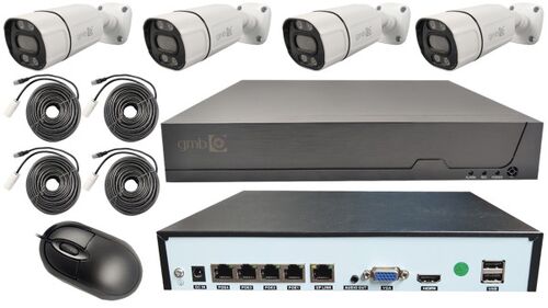 CAM-IP5MP-POEKITXM4W GMB KAMERA 5 MPIX SET FULL COLOR IP  4 KAMERE  POE NVR  APP XMEYE SA MIKROFONOM