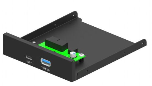 FDI3-U3C-01 GEMBIRD INTERNI 3.5 PREDNJI PC PANEL USB 3.1 TYPE-A + TYPE-C PORT, CRNI