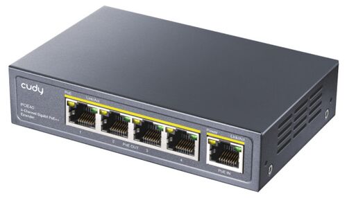 CUDY POE40 60W/30W GIGABIT POE+ EXTENDER, 802.3AF/802.3AT STANDARD, DATA POWER 100 METERS, METAL