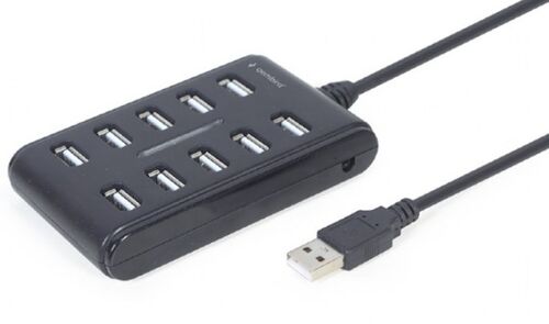 UHB-U2P10P-01 GEMBIRD 10-PORT USB 2.0 HUB, BLACK A