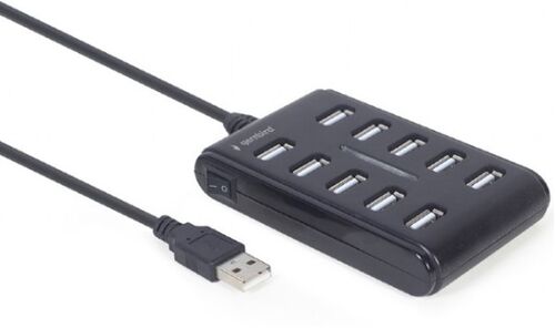 UHB-U2P10P-01 GEMBIRD 10-PORT USB 2.0 HUB, BLACK A