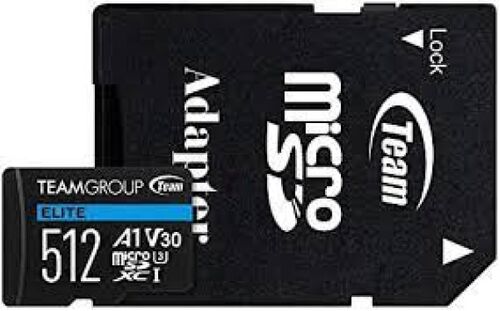 TEAMGROUP MICRO SDXC 512GB ELITE, UHS-I U3 V30 A1, 100/90MB/S +SD ADAPTER TEAUSDX512GIV30A103