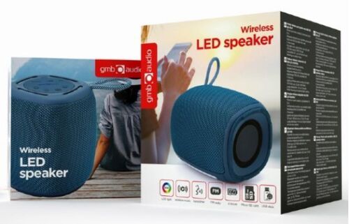 SPK-BT-LED-03-B GEMBIRD PORTABLE RGB LED BLUETOOTH SPEAKER 5W, BT, FM, TF, USB, HANDSFREE, BLUE