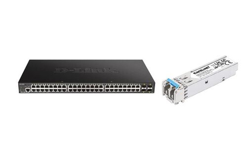 D-LINK 48G POE 370W DGS-1250-52XMP/E SWITCH + SFP1GB SM