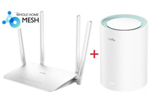 CUDY SET * WR1300 AC1200 DUAL BAND 2.4+5GHZ MESH  RUTER + M1300 1-PACK AC1200 DUAL BAND MESH (5499)