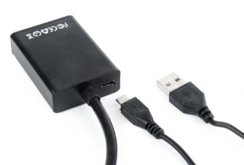 A-VGA-HDMI-01 GEMBIRD VGA TO HDMI AND AUDIO CABLE, SINGLE PORT, BLACK WITH AUDIO