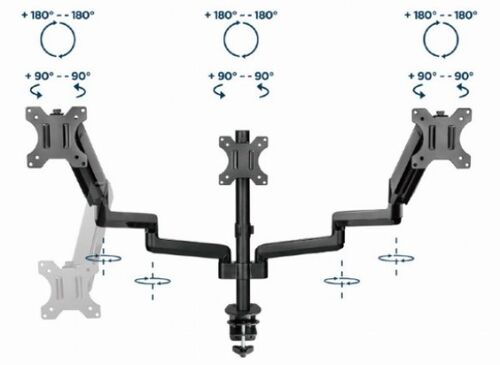 MA-DA3-01 GEMBIRD PODESIVI STONI DRZAC ZA MONITOR SA TRI RUKE, TILT, 17-27 MAX.7KG