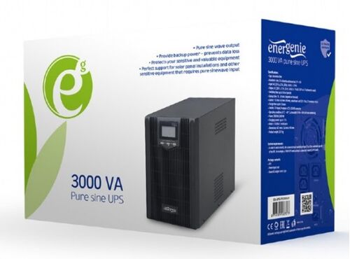 EG-UPS-PS3000-01 GEMBIRD UPS SA STABILIZATOROM 3000VA (2400W) PURE SINE WAVE, LCD, USB, BLACK