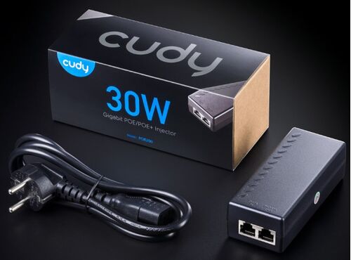 CUDY POE200 30W GIGABIT POE+/POE INJECTOR, 802.3AT/802.3AF STANDARD, DATA AND POWER 100 METERS