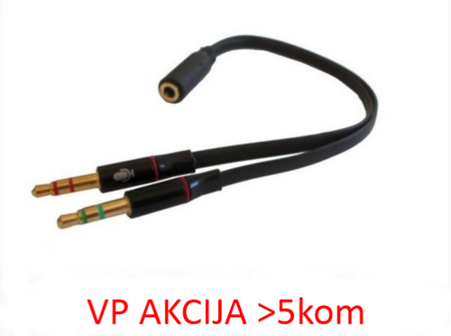 CCA-418A ** GEMBIRD 3.5MM HEADPHONE MIC AUDIO Y SPLITTER CABLE FEMALE TO 2X3.5MM MALE ADAPTER (95)