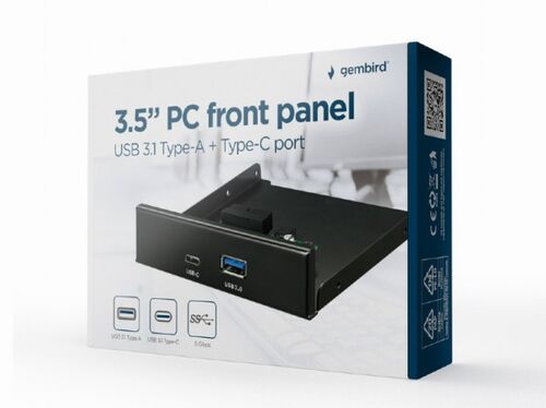 FDI3-U3C-01 GEMBIRD INTERNI 3.5 PREDNJI PC PANEL USB 3.1 TYPE-A + TYPE-C PORT, CRNI