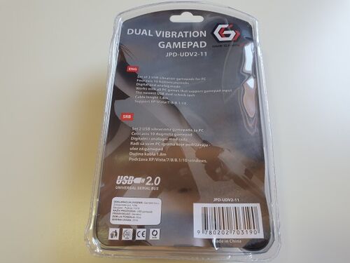 JPD-UDV2-11 ** GEMBIRD USB 2.0 DOUBLE ANALOG VIBRATION GAMEPAD BLACK (639)