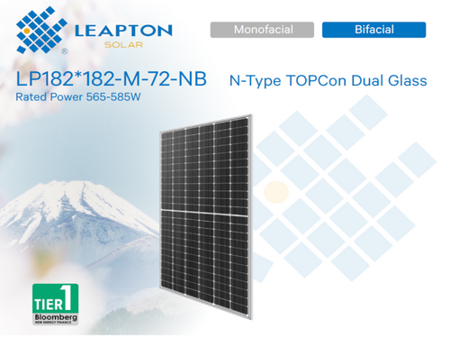 PV MODUL LEAPTON,580W,BF,N TIP,1400MM, SILVER FRAME